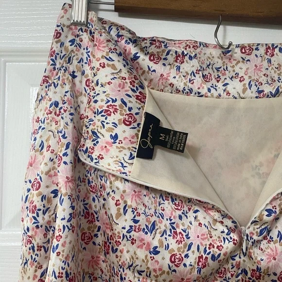 japna mini skater skirt floral women’s satin rose soft double lined medium M - Picture 6 of 7